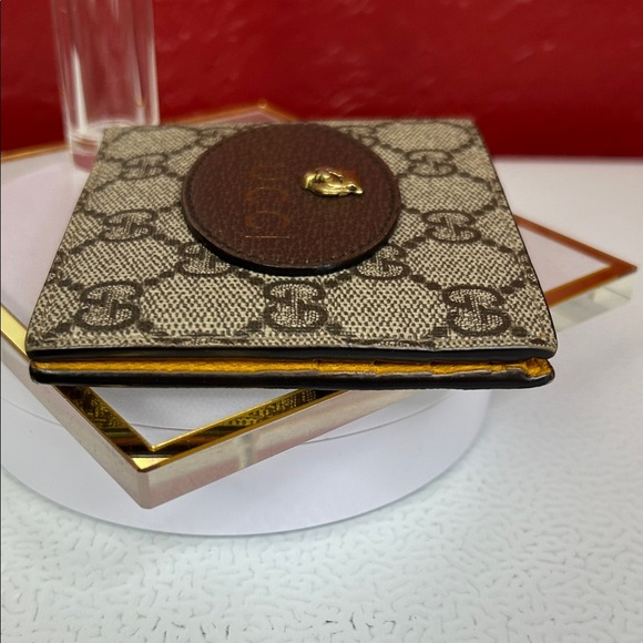 Gucci Beige and Brown Monogram wallet Card Holder with box and dust bag and COA - Picture 8 of 10